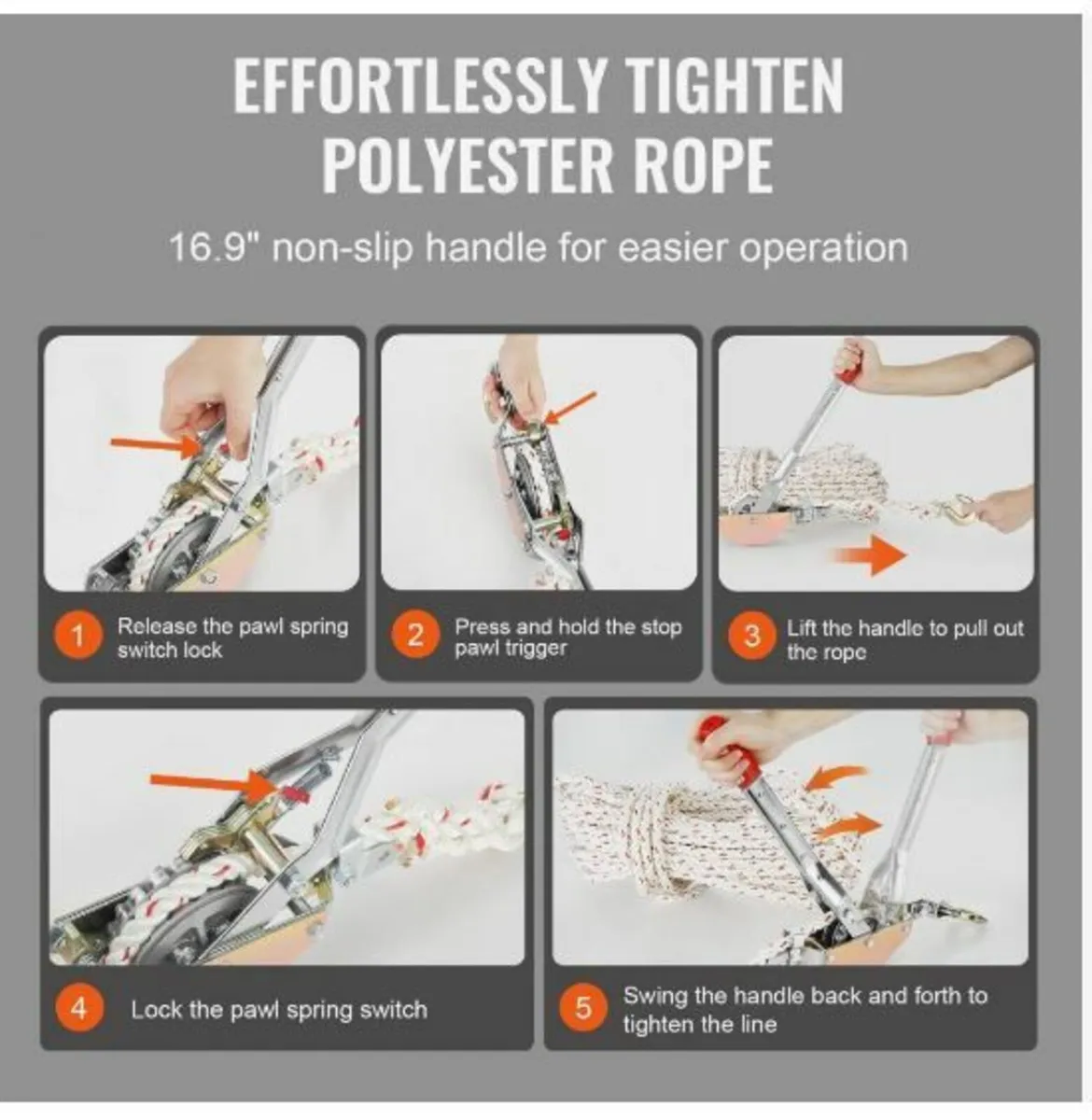 Rope Puller, 3/4 Ton (1,653 lbs) Pulling Capacity - Image 4