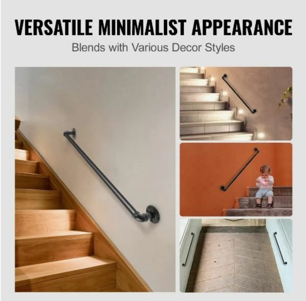 Pipe Stair Handrail, 3FT Staircase Handrail - Image 3