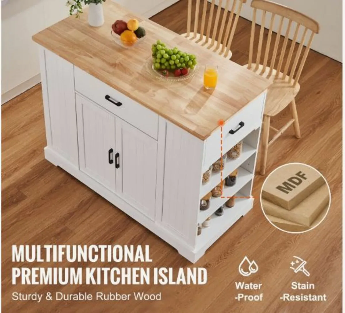 Kitchen Island Cart Storage Cabinet - Image 2
