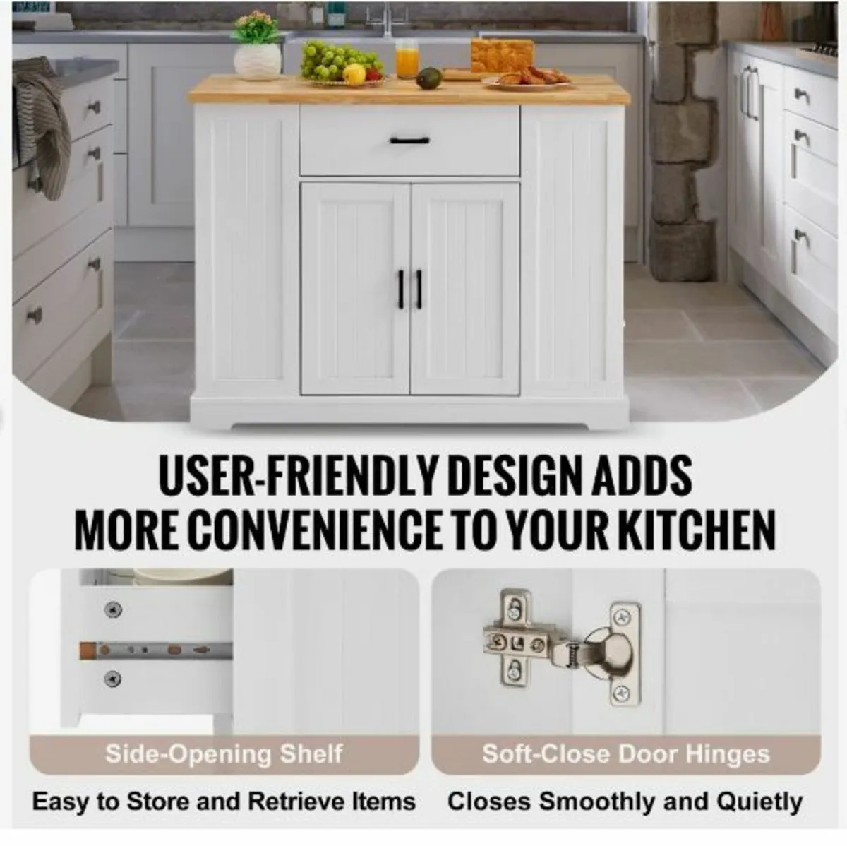 Kitchen Island Cart Storage Cabinet - Image 3
