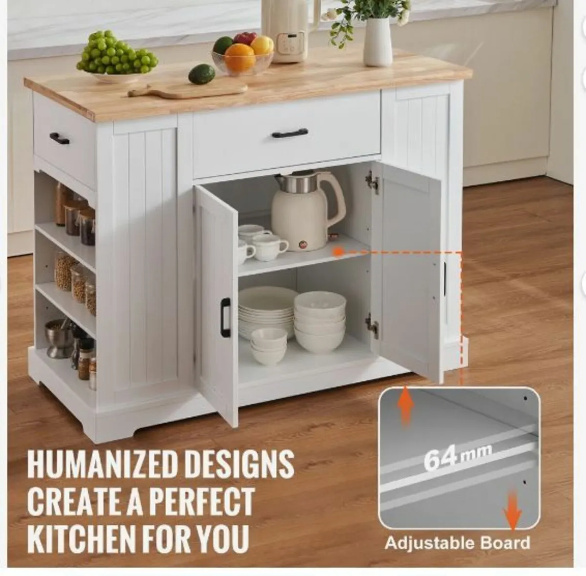 Kitchen Island Cart Storage Cabinet - Image 4