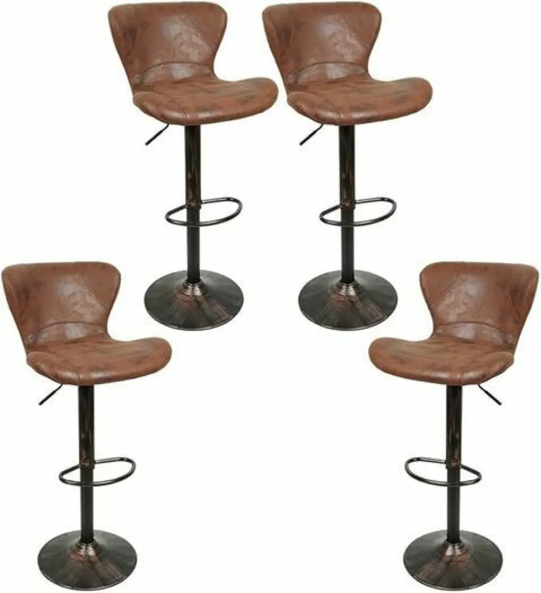 Set of 4 Bar Stools, Faux Leather Bar Chair, Vinta - Image 1