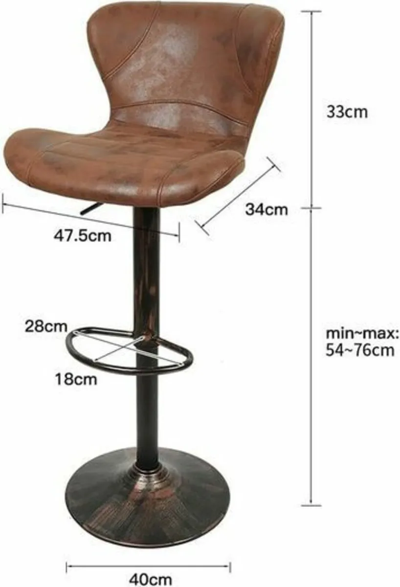 Set of 4 Bar Stools, Faux Leather Bar Chair, Vinta - Image 2