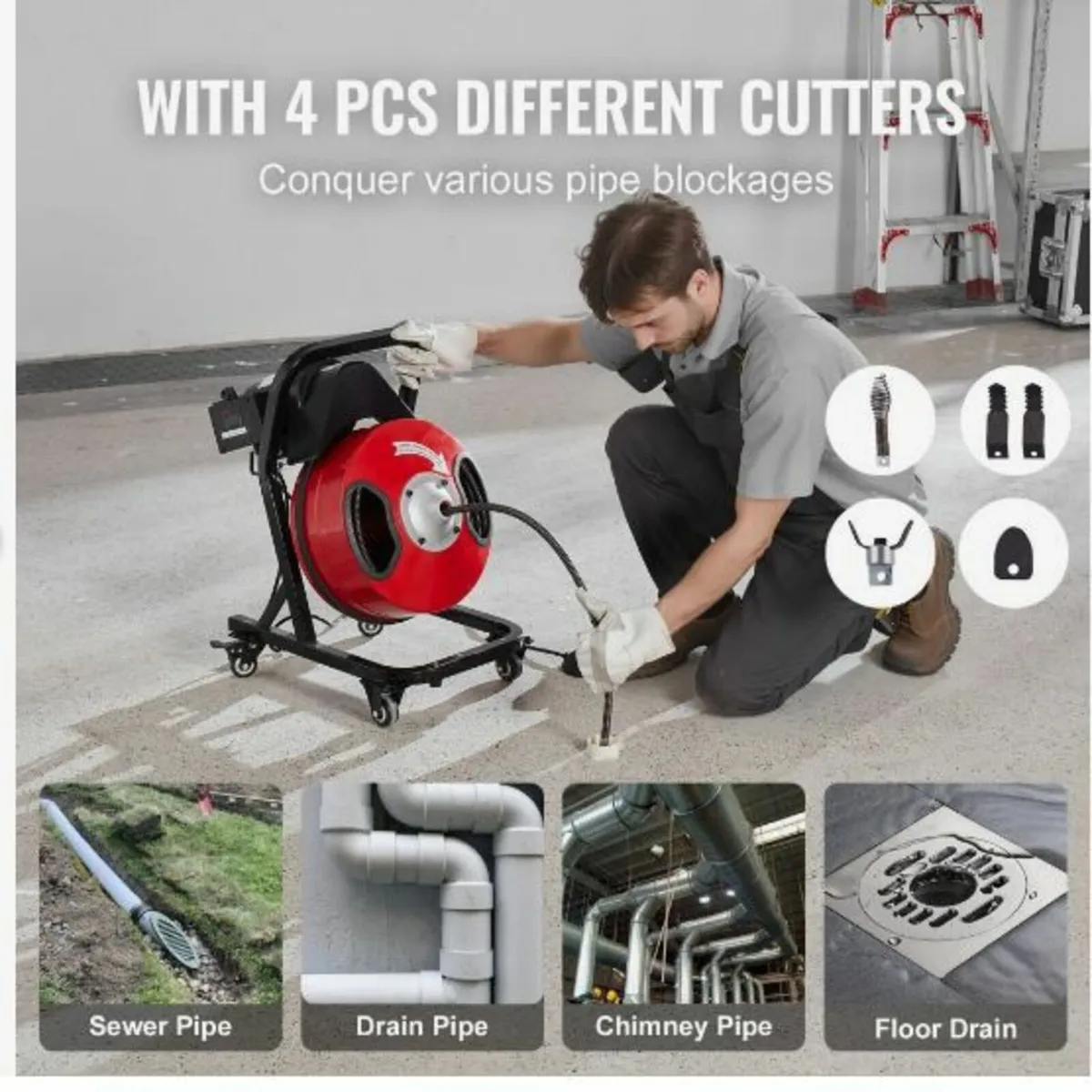 Drain Cleaner Machine 50FT x 1/2 Inch - Image 3