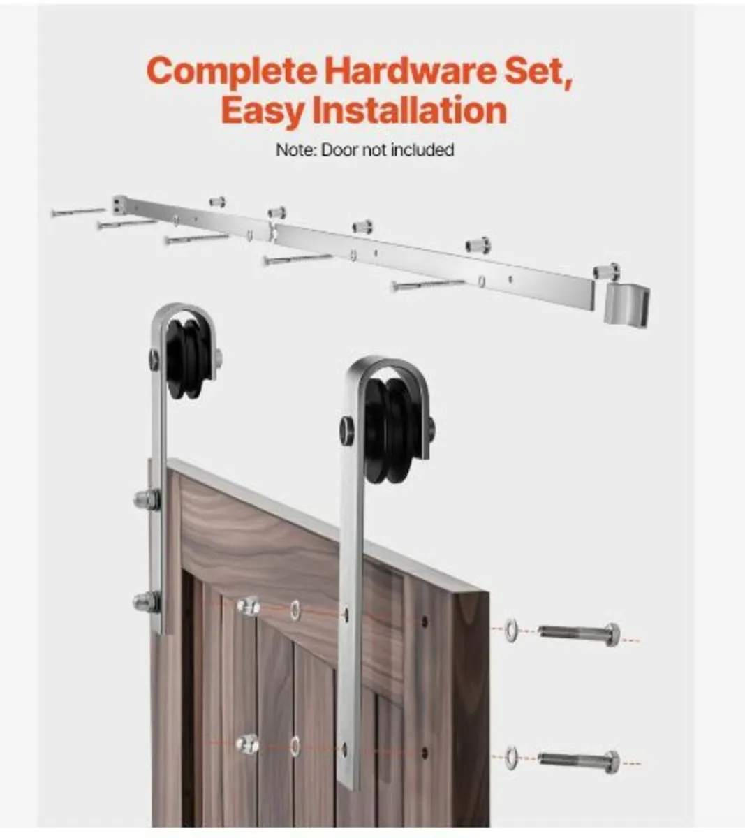 6FT Sliding Barn Door Hardware Kit - Image 2