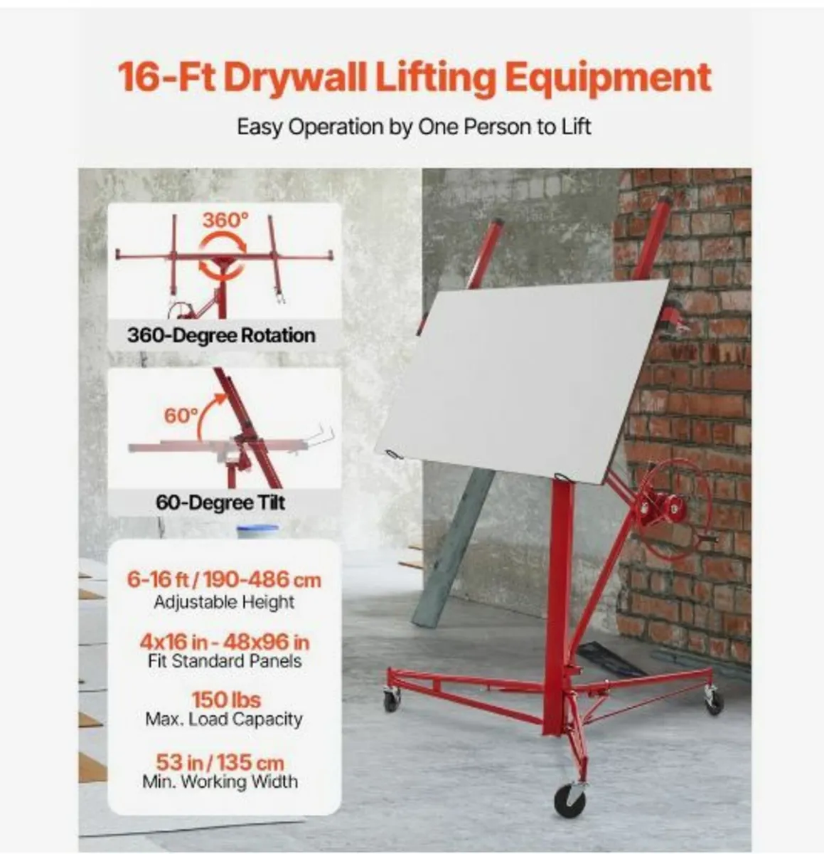 Drywall Rolling Lifter Panel, 16ft - Image 2