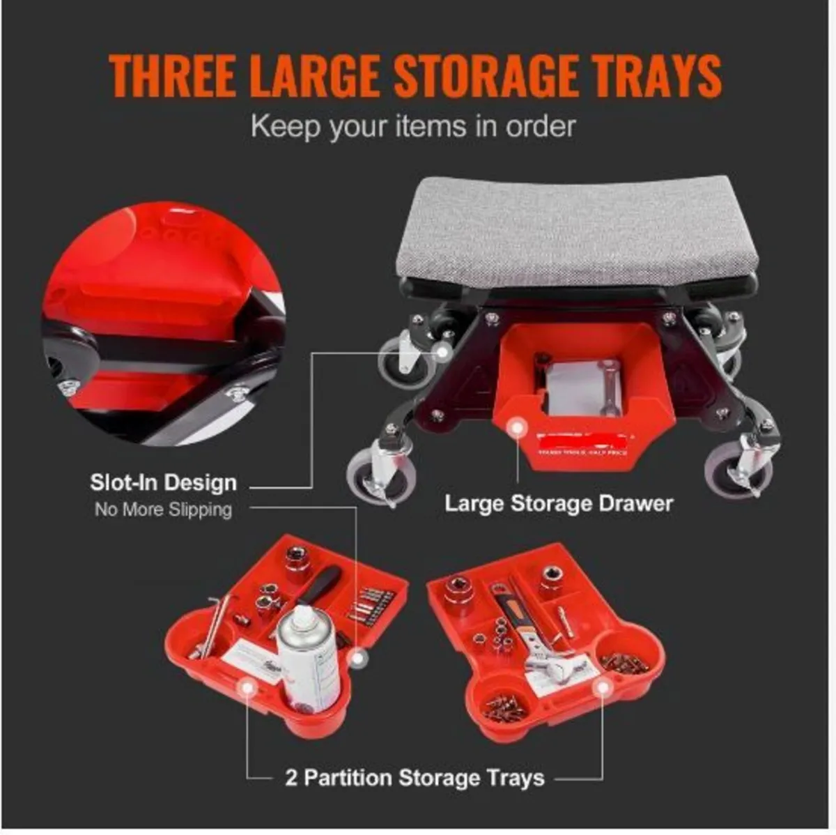 Mechanics Stool, 300 LBS Capacity - Image 4