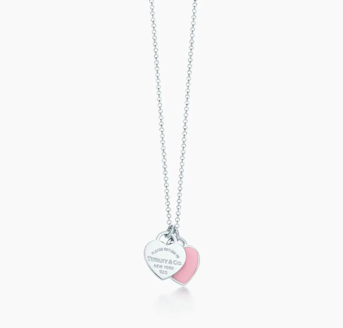 Tiffany Necklace Double Heart Pendant Pink - Image 1