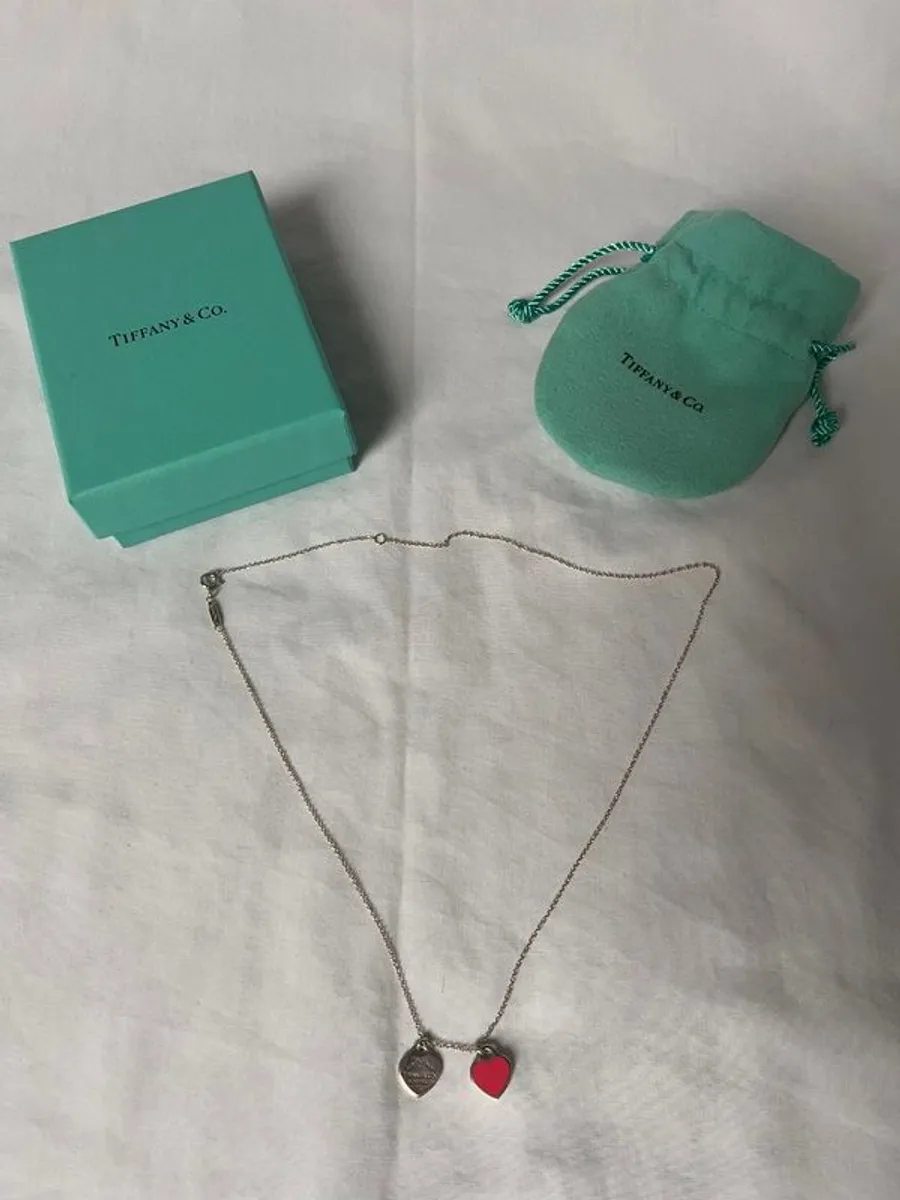 Tiffany Necklace Double Heart Pendant Pink - Image 3
