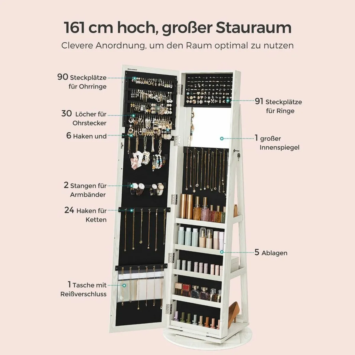 Rotatable jewelle cabinet with mirror rotatable, f - Image 4