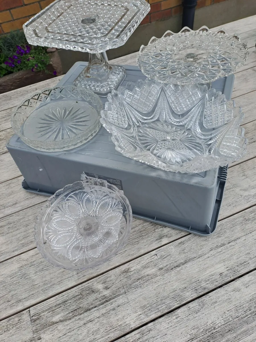 Vintage glass cakestands and serving dishes