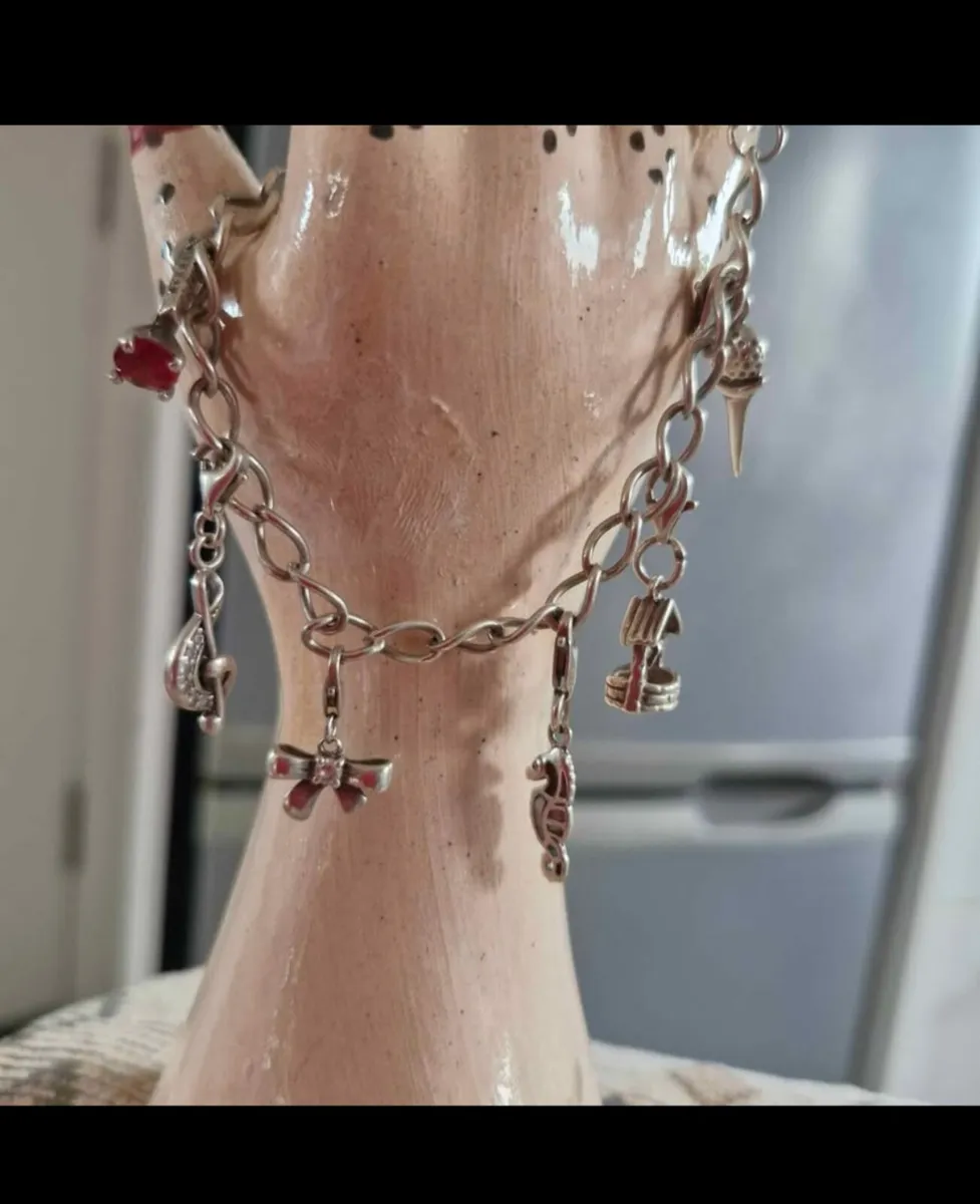 Solid silver charm bracelet/with charms - Image 4