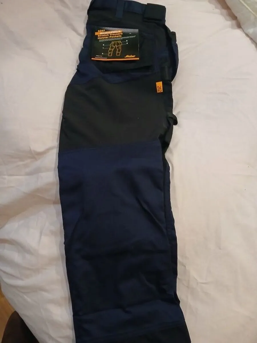 Snickers 6241 Stretch Trousers Blue/Black 38" W 28" L - Image 4