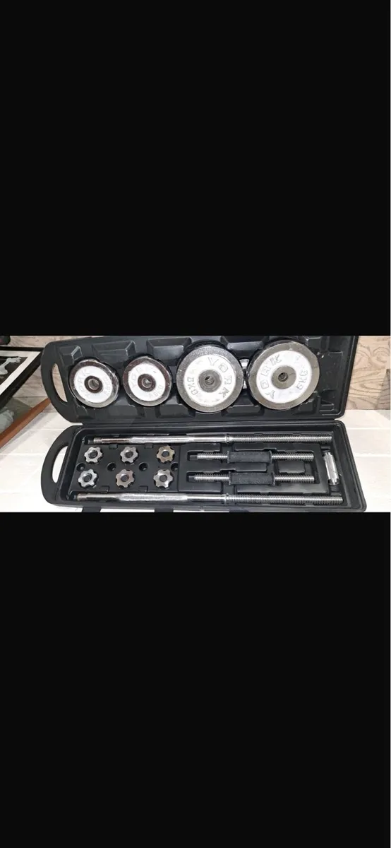 York 50kg dumbbell/ barbell set - Image 1