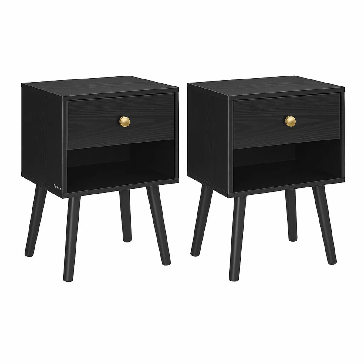 Set of 2 Bedside Tables Black or White with Drawer - Image 1