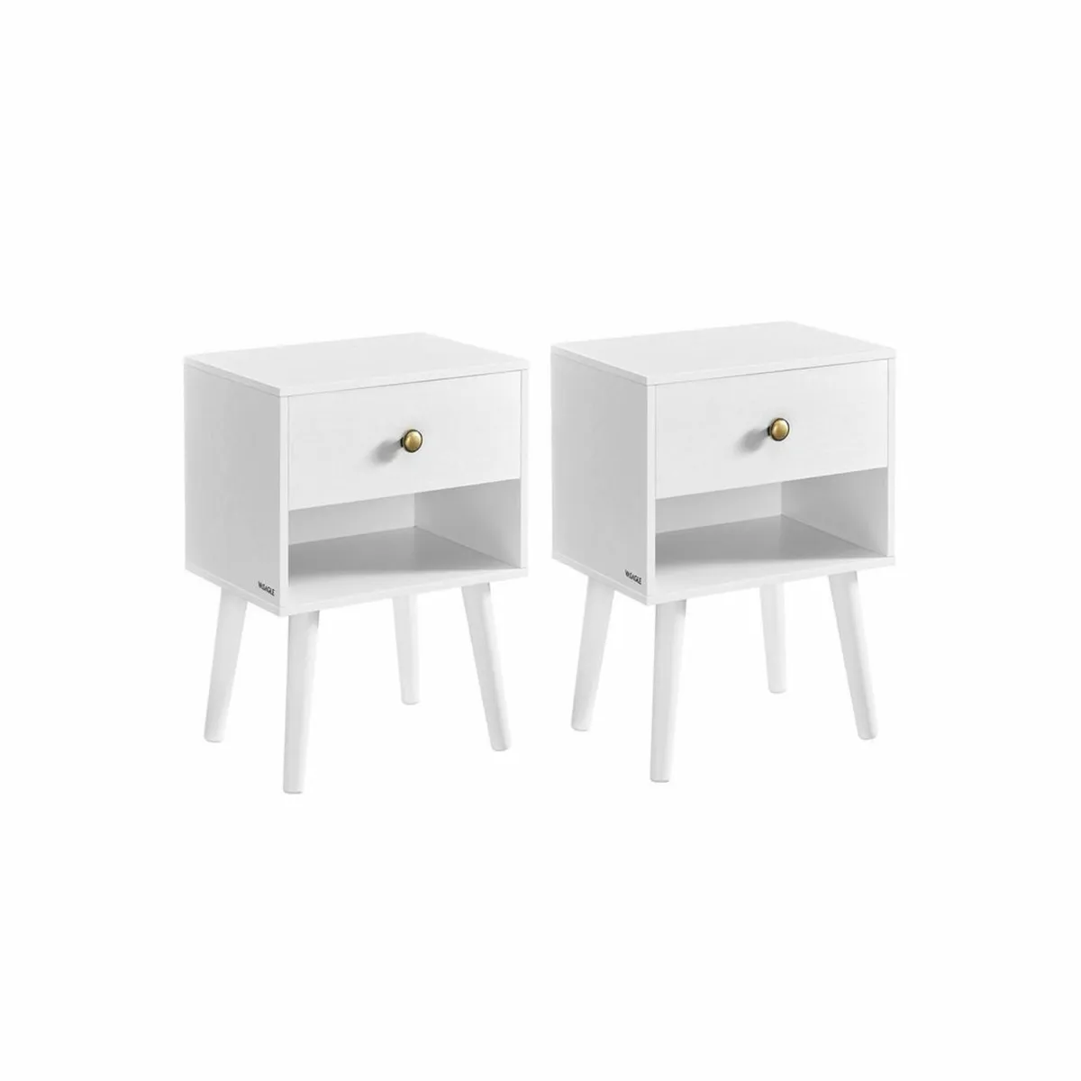 Set of 2 Bedside Tables Black or White with Drawer - Image 4