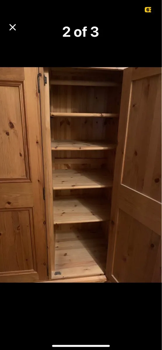 Beautiful vintage pitch pine wardrobe - Image 2