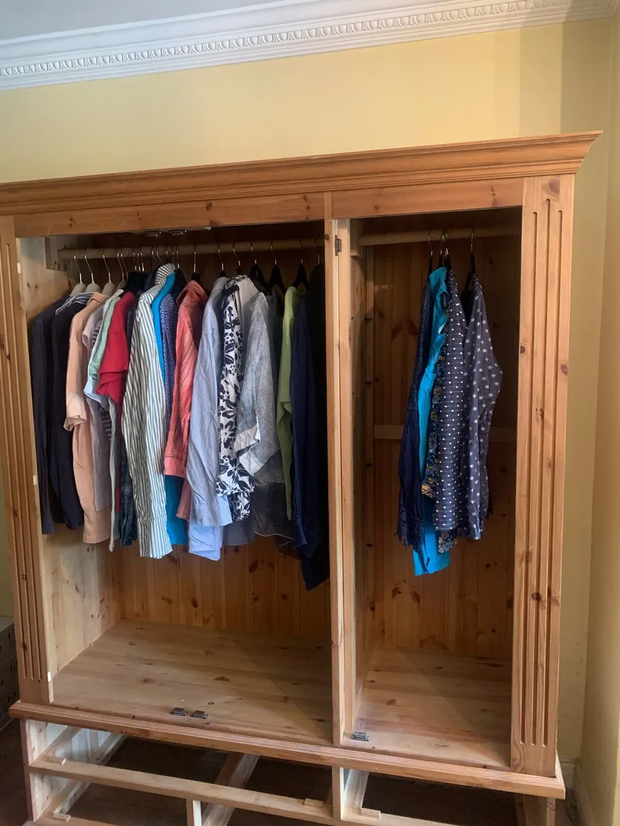 Beautiful vintage pitch pine wardrobe - Image 3