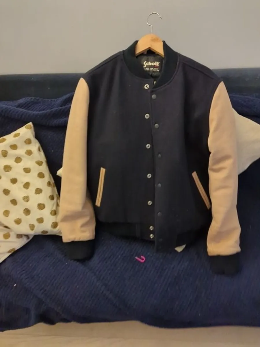 Schott leather varsity jacket - Image 1