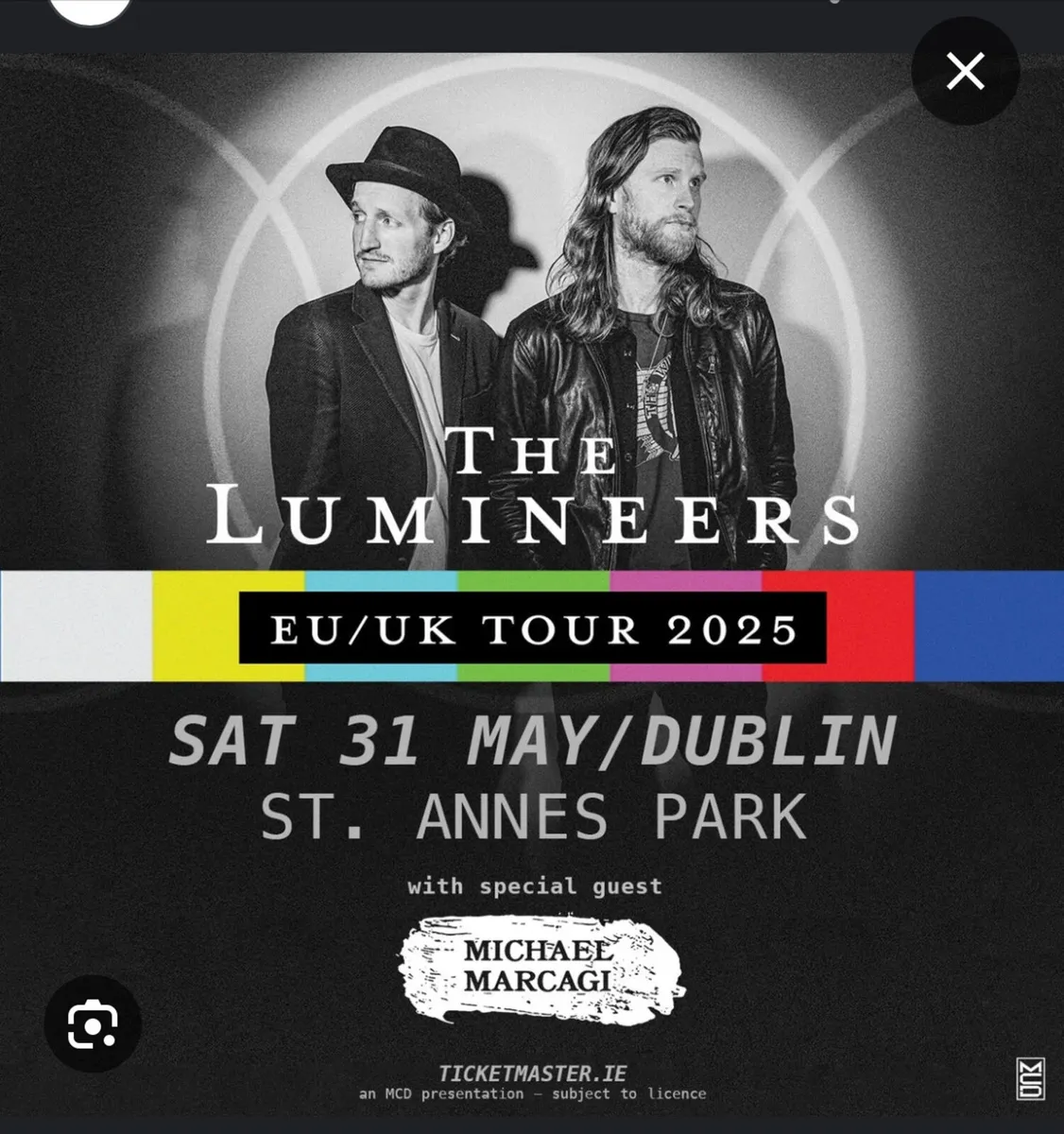 Lumineers tickets for sale x 2no.
