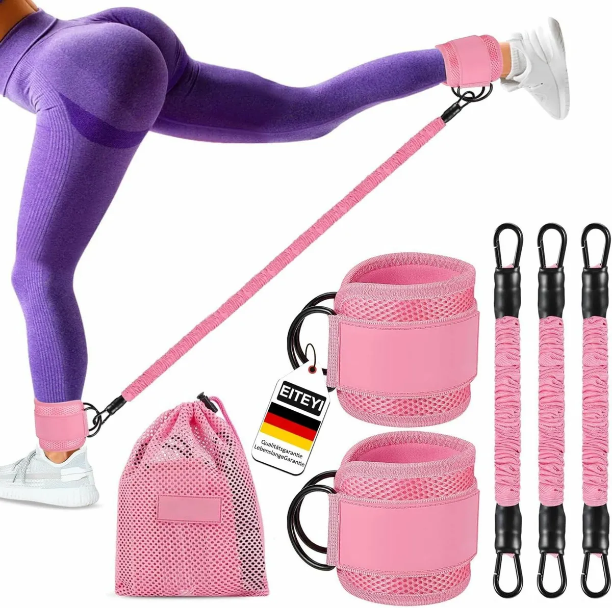 Resistance Bands Set with Cuffs, Ankle Exercise Ba