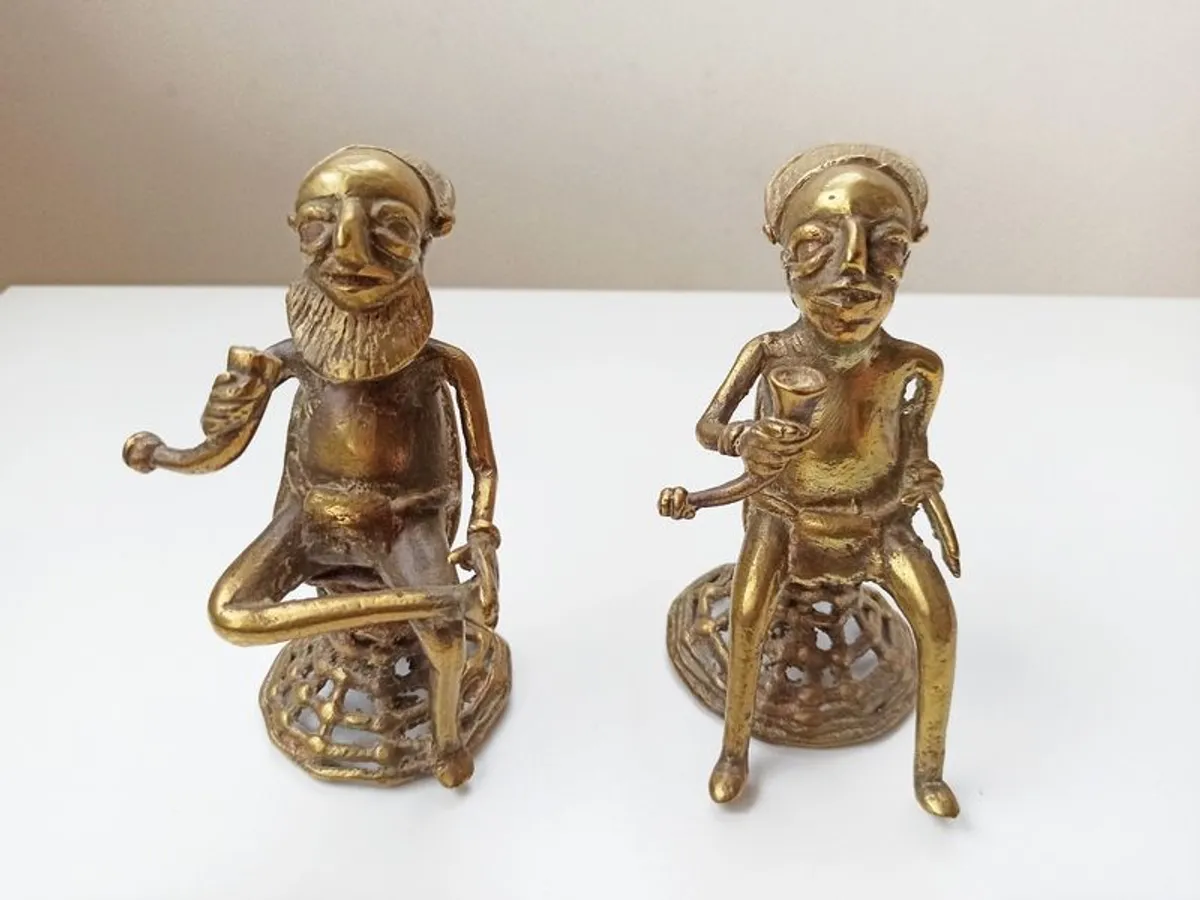 Two vintage solid brass figures  height 12cm - Image 2