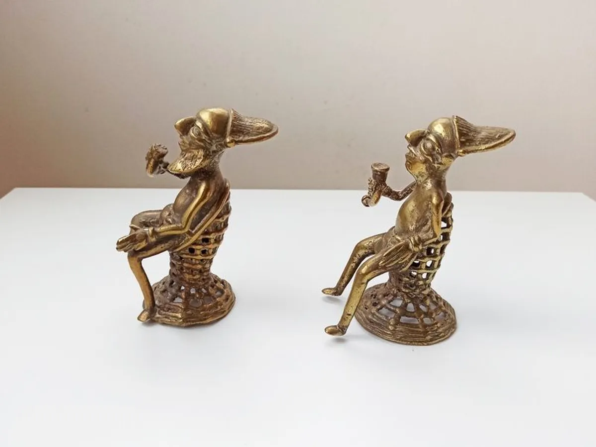 Two vintage solid brass figures  height 12cm - Image 3