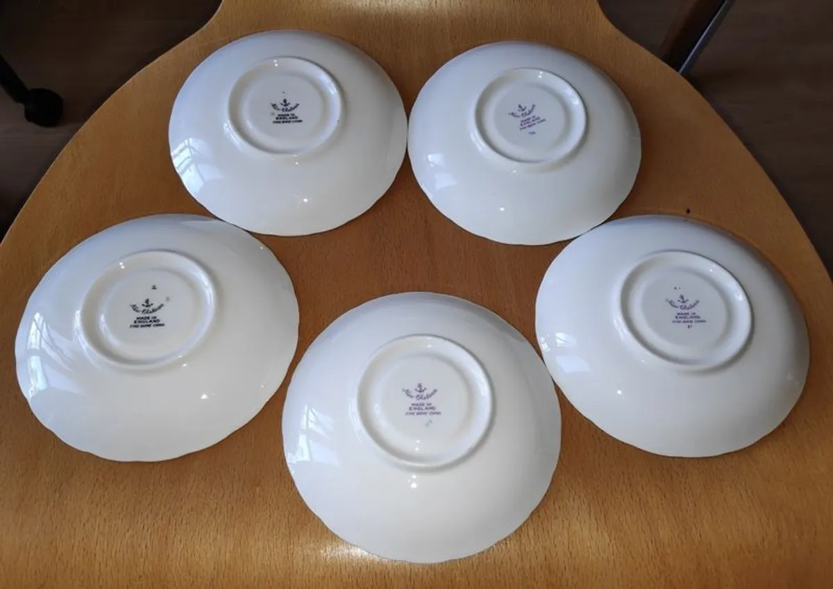 Rare Vintage New Chelsea fine bone china 5 saucers - Image 2