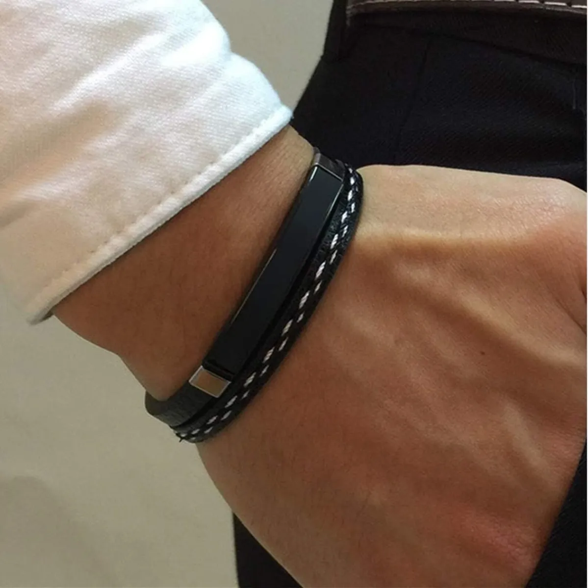 Men's Viking Bracelet  PU Leather & Stainless Stee - Image 3
