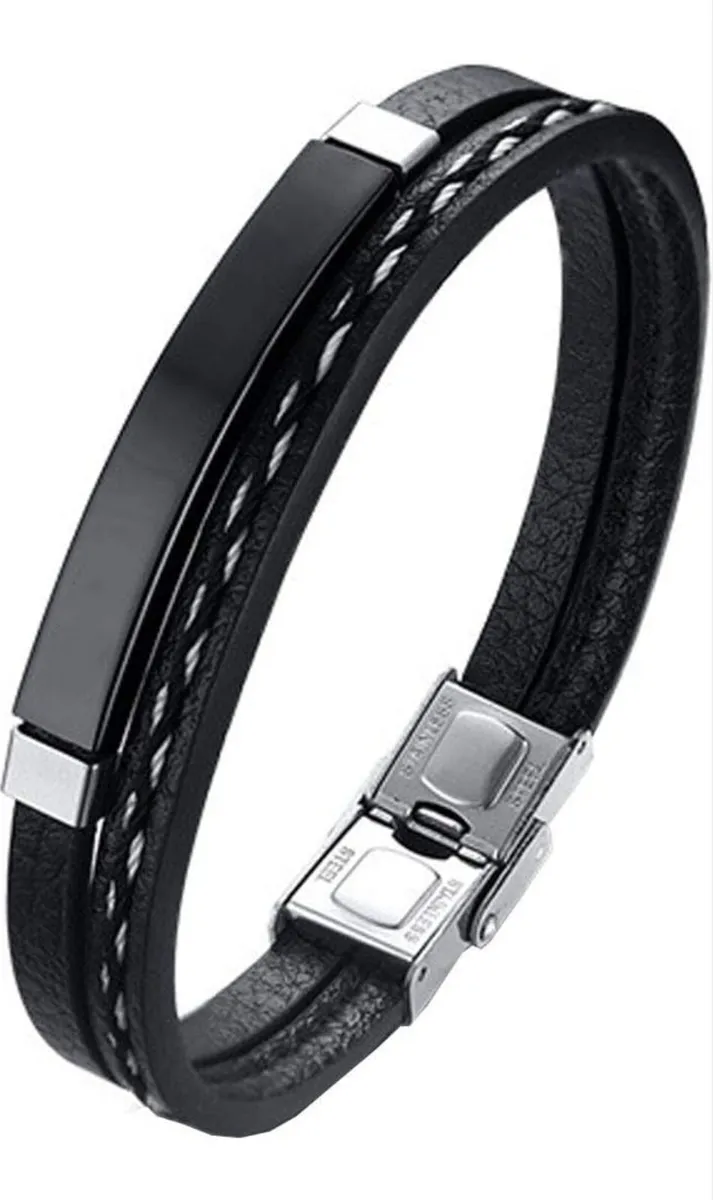 Men's Viking Bracelet  PU Leather & Stainless Stee - Image 4