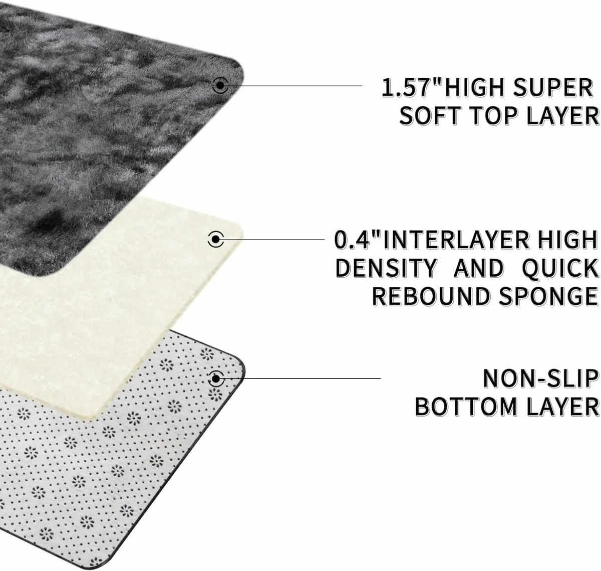 Living Room Grey Rugs  Fluffy Bedroom 140x200cm - Image 2