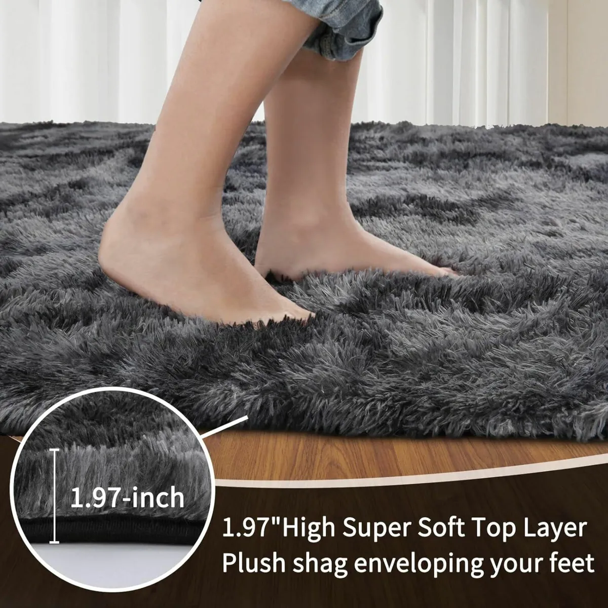 Living Room Grey Rugs  Fluffy Bedroom 140x200cm - Image 4