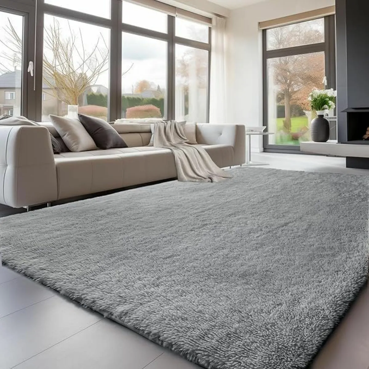 Living Room 240x300cm, Grey Rugs Fluffy Bedroom - Image 1