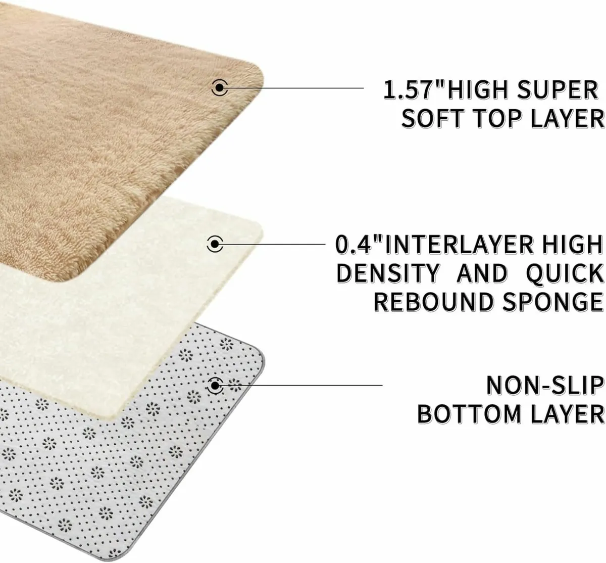 Living Room Beige Soft Rug Fluffy Rugs 120x160cm - Image 3