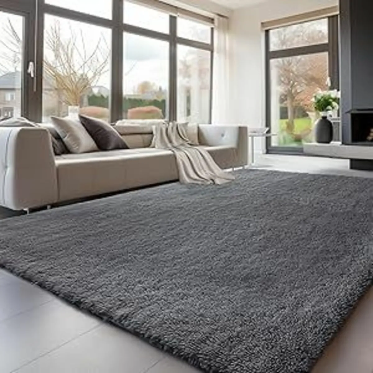 Large Grey Rugs Bedroom Living Room 240x300cm - Image 2