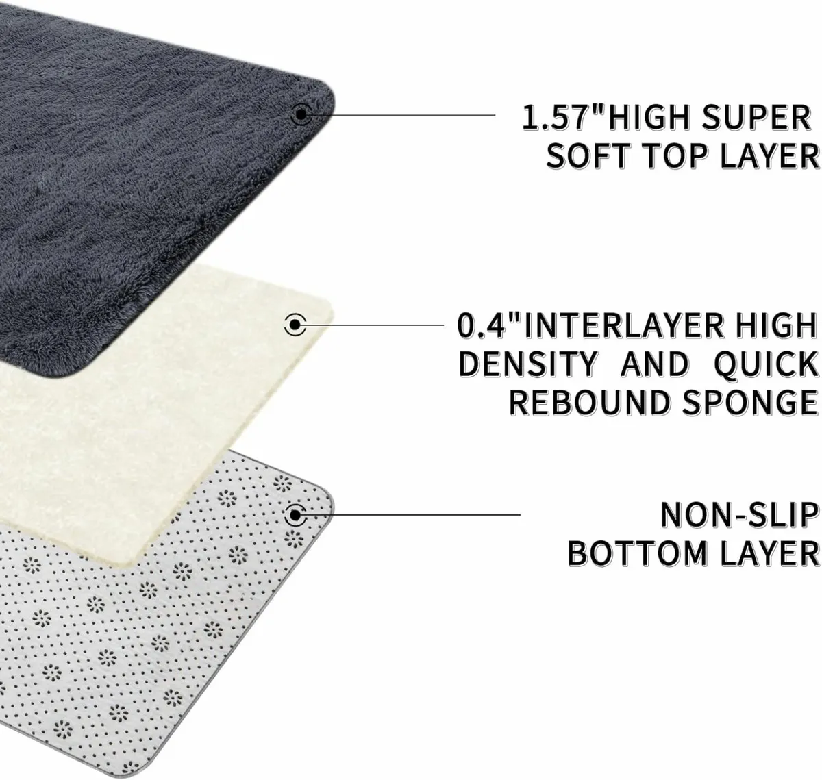 Large Grey Rugs Bedroom Living Room 240x300cm - Image 3