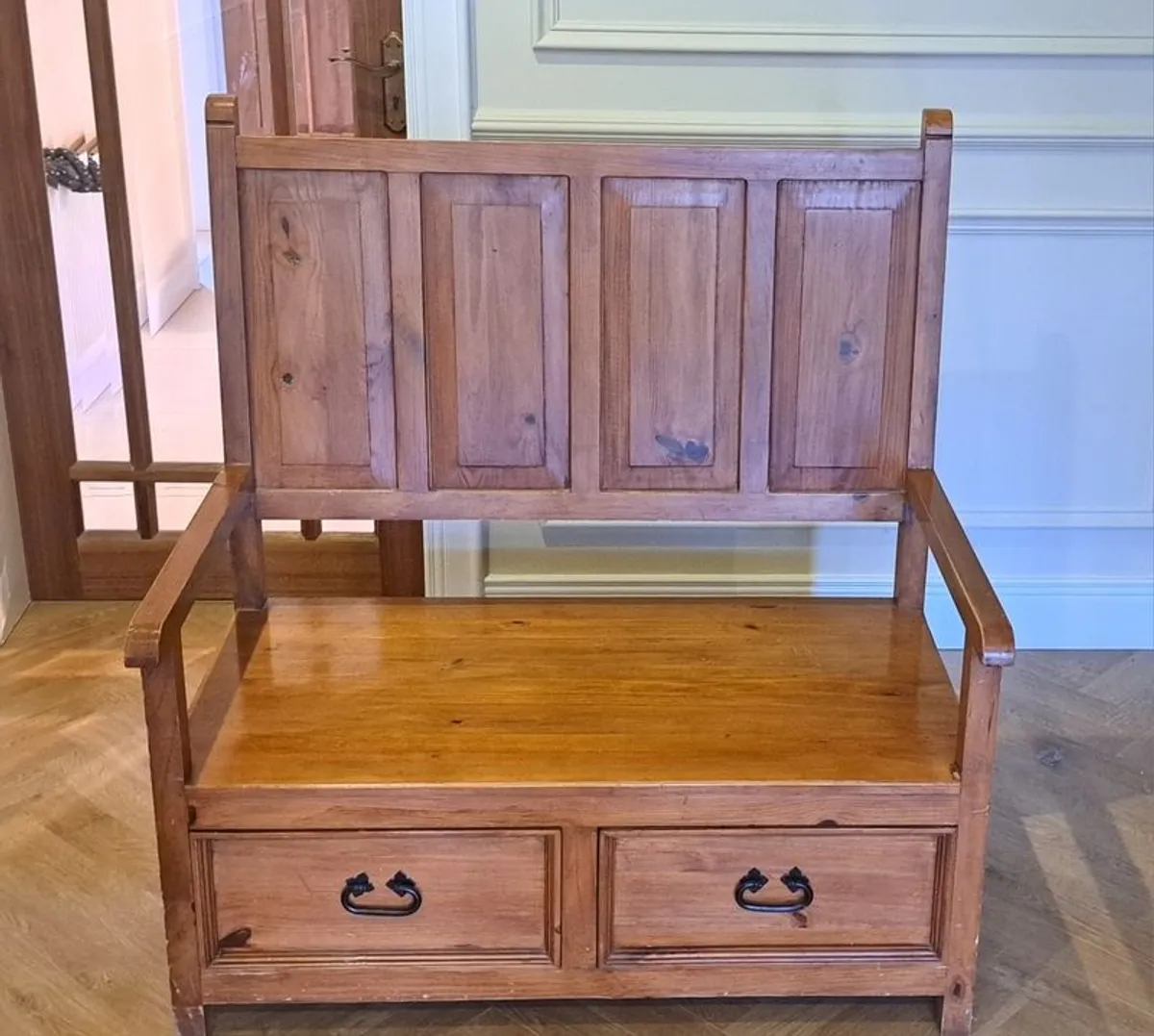 Solid Pine Monk's Bench - Image 3