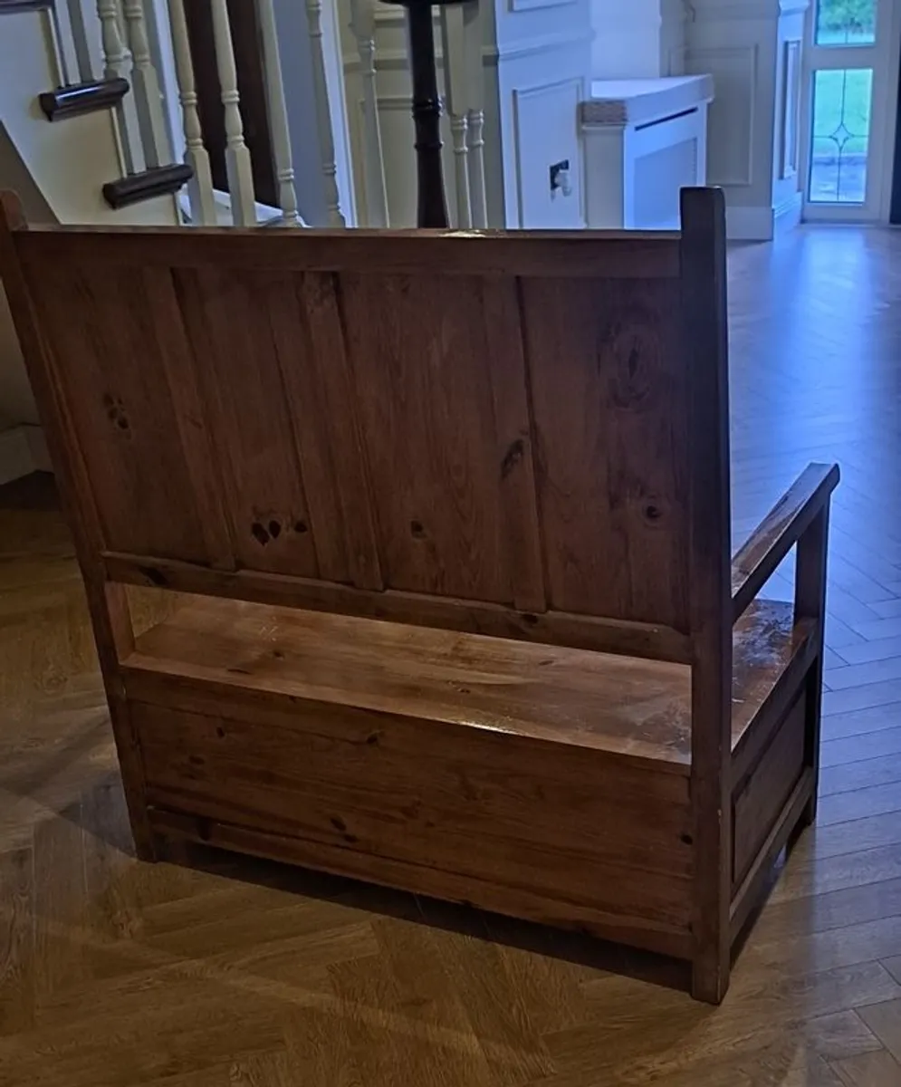 Solid Pine Monk's Bench - Image 4