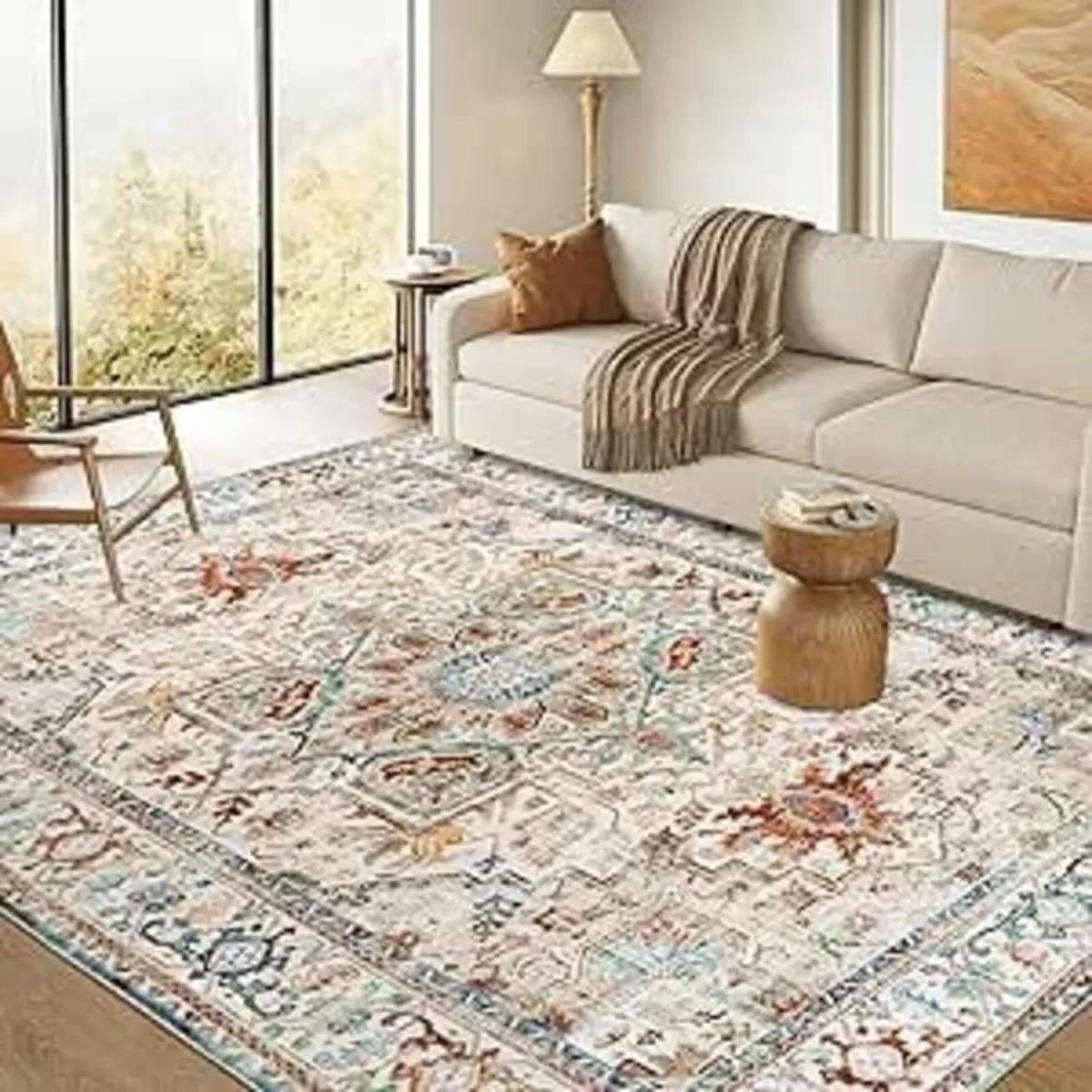 Living Room Bedroom 160x230cm Soft Rug Beige blue - Image 2