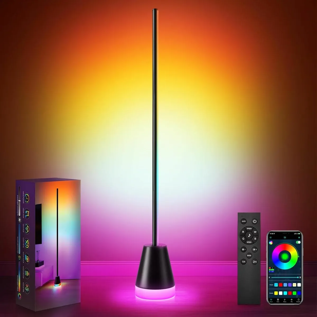 Smart RGBICW LED Floor Lamp App Remote Control - Image 1