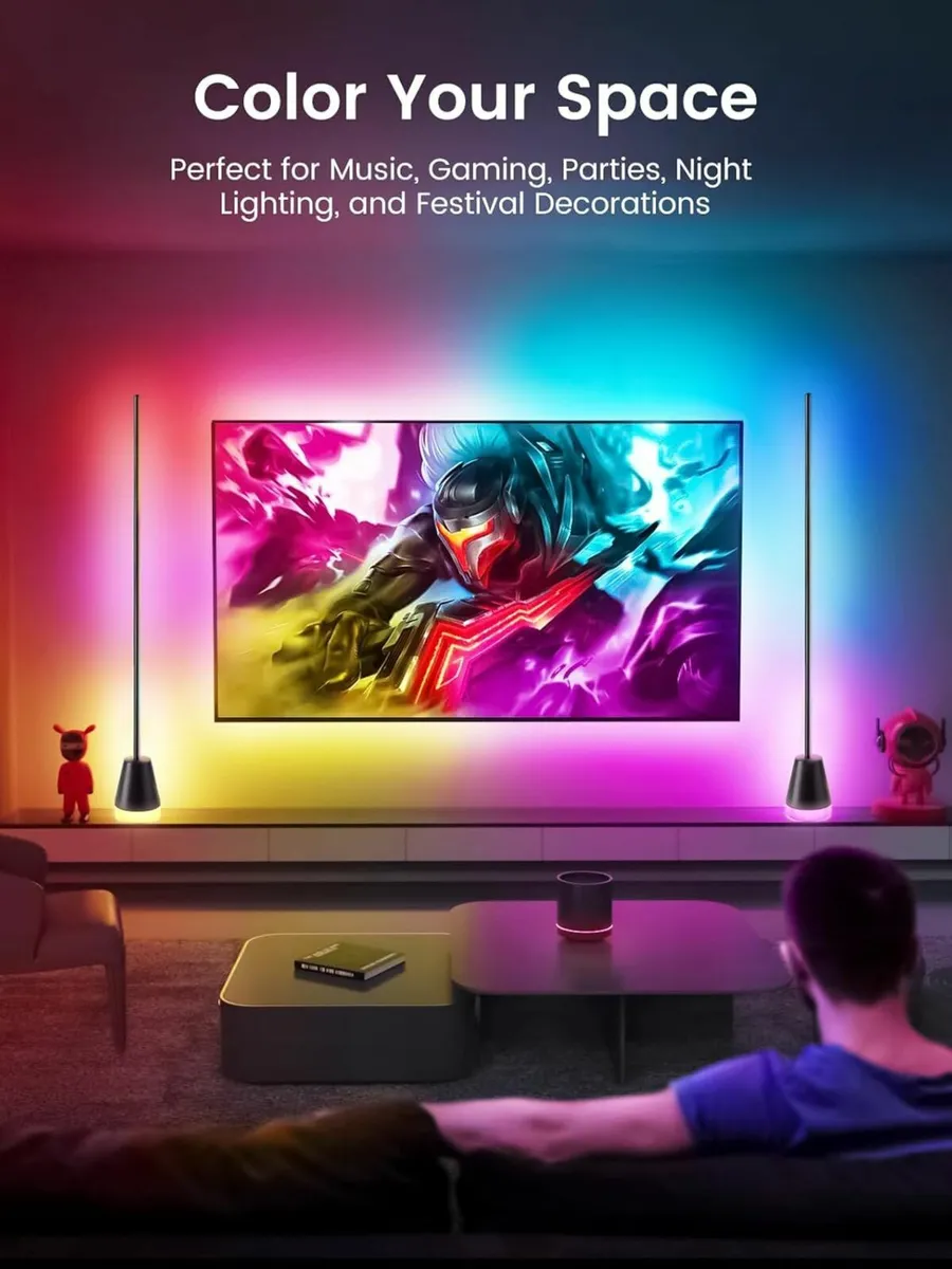 Smart RGBICW LED Floor Lamp App Remote Control - Image 2