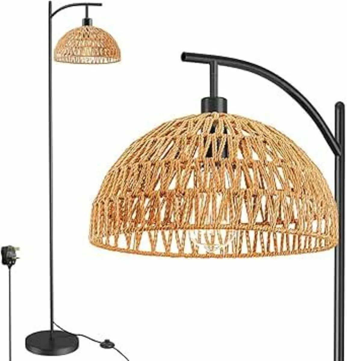 Standing Floor Lamp Farmhouse Rattan Art Deco Boho - Image 3