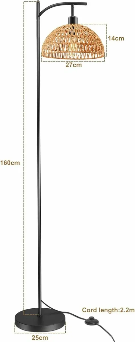 Standing Floor Lamp Farmhouse Rattan Art Deco Boho - Image 4