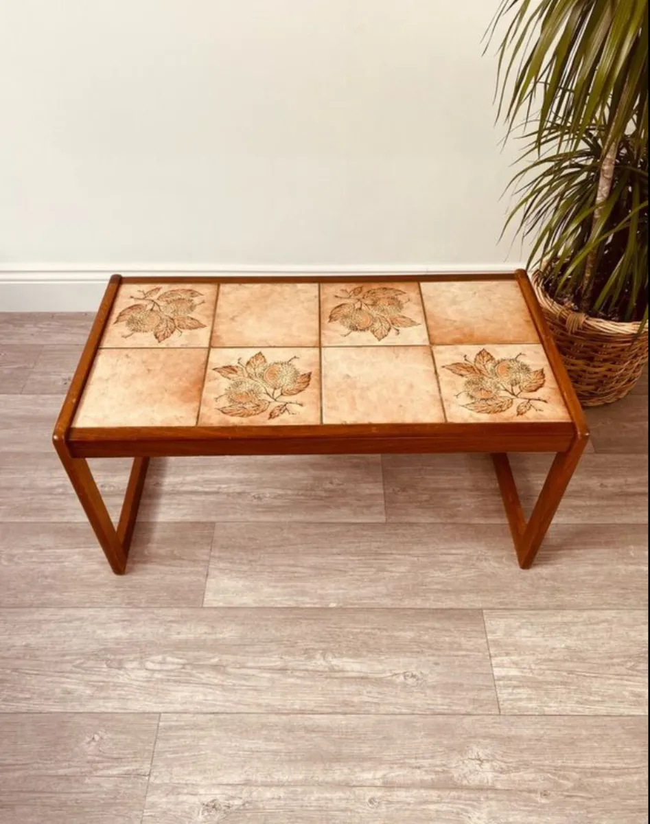 Mid Century Danish Teak and Tile Coffee Table - Image 1