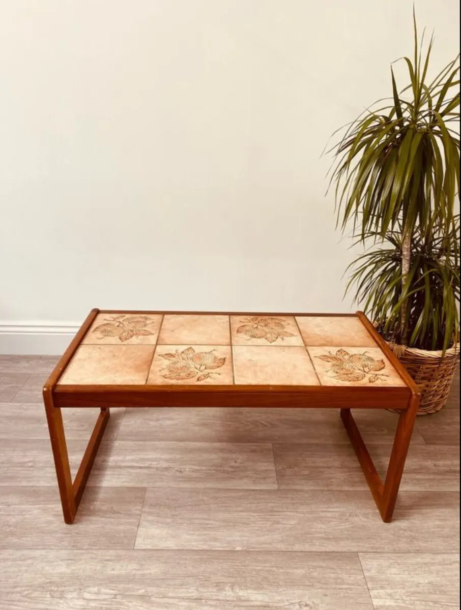 Mid Century Danish Teak and Tile Coffee Table - Image 3