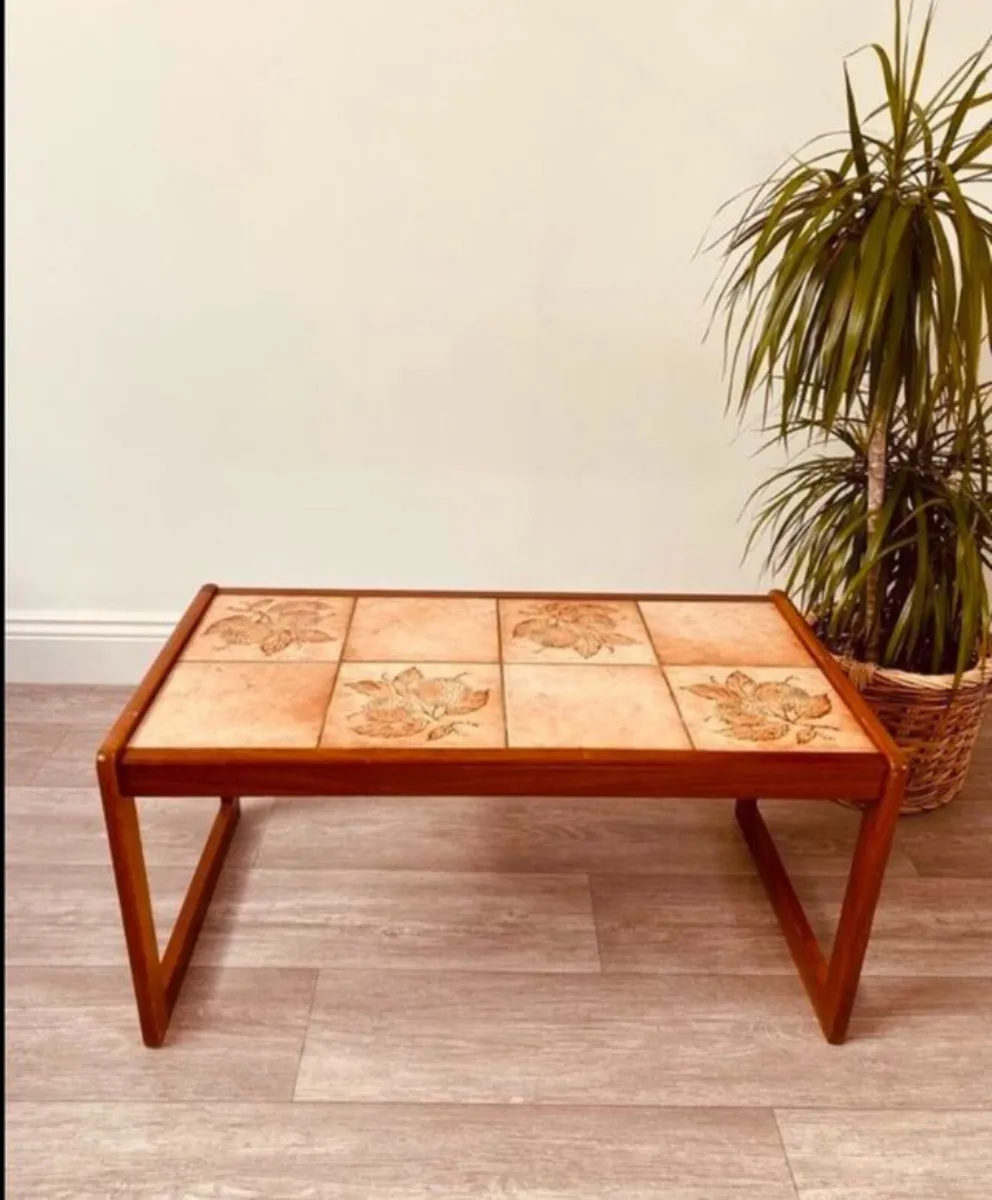 Mid Century Danish Teak and Tile Coffee Table - Image 4