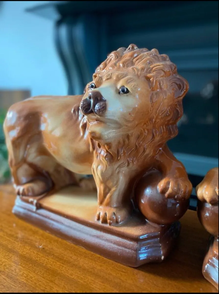 Antique Pottery Lions - Image 2