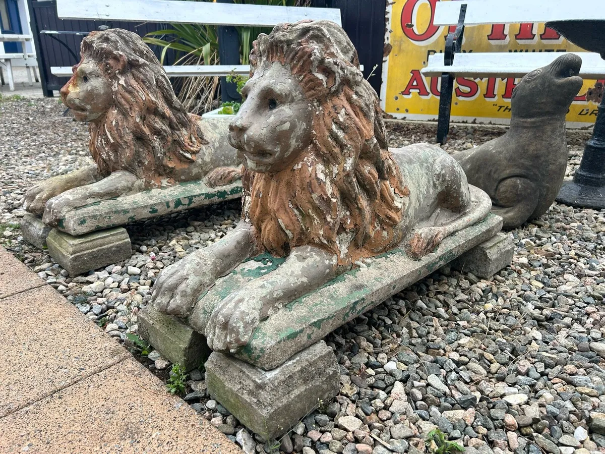 Pair of heavy vintage lions - Image 3
