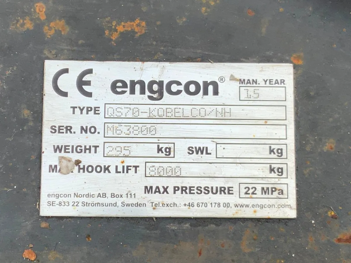 ENGCON QS70 HYDRAULIC QUICK HITCH........7498. - Image 3