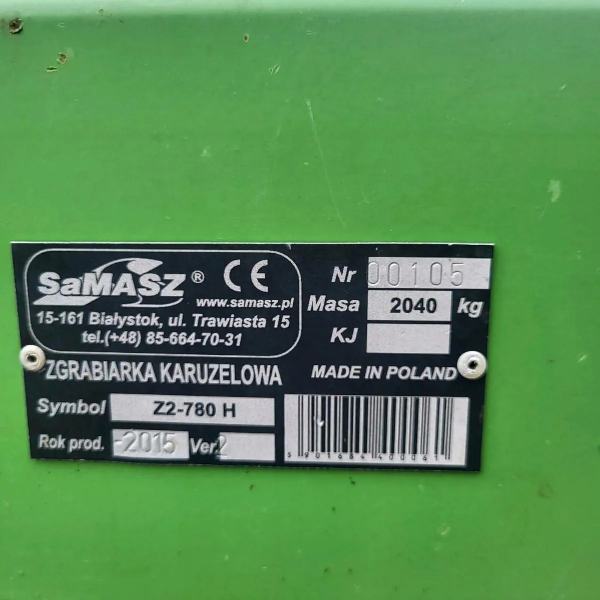 2015 SaMASZ rake, (no vat) - Image 3